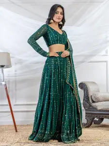 TIKODI Embroidered Sequinned Semi-Stitched Lehenga & Unstitched Choli With Dupatta