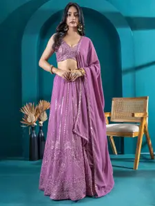 TIKODI Embroidered Sequinned Semi-Stitched Lehenga & Unstitched Choli With Dupatta