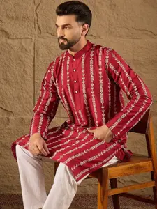 House of Pataudi Men Ethnic Motif Printed Straight Kurta