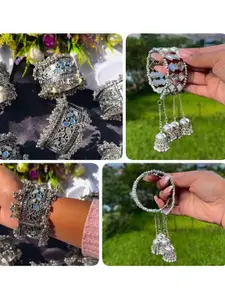 Sangria Set Of 2 Oxidised Beaded Bangle