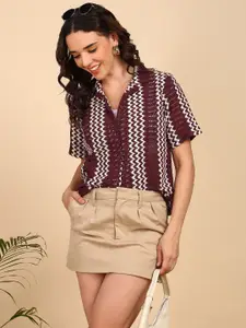 The Roadster Lifestyle Co Textured Cotton Cotton Boxy Casual Shirt