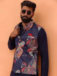 KISAH Mandarin Collar Printed Nehru Jacket