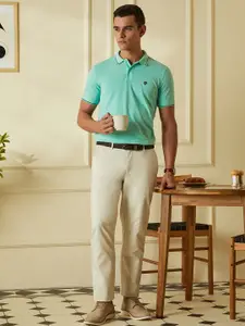 Van Heusen Sport Men Blue Solid Polo Collar T-shirt