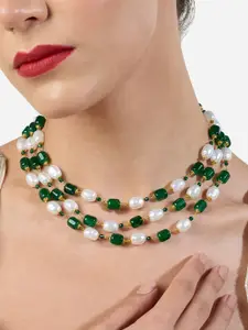 Zaveri Pearls Gold-Plated Multilayered Beaded Necklace