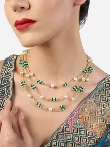 Zaveri Pearls Gold-Plated Multilayer Beaded Necklace