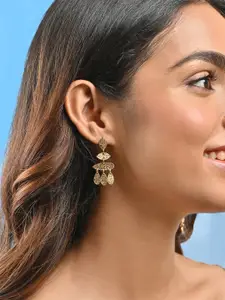 ToniQ Gold Plated Contemporary Shape Drop Earrings