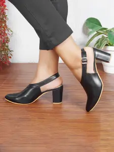 TRYME Women Solid Synthetic Leather Regular Block Sandals with Western - Embellished