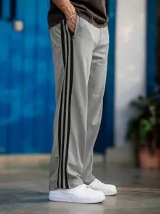 Maniac Mens Striped Cotton Baggy-Fit Track Pants