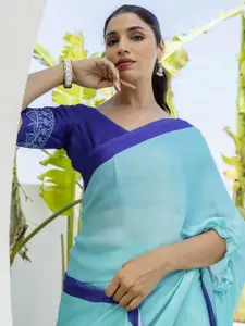 Satrani Ethnic Motifs Satin Saree With Blouse Piece