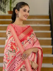 Satrani Floral Printed Zari Saree
