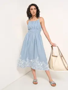 AKKRITI BY PANTALOONS Embroidered Fit & Flare Midi Dress