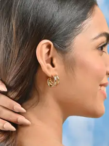 ToniQ Gold-Plated Circular Half Hoop Earrings
