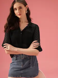 DressBerry Textured Sheer Casual Shirt