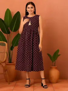 Sangria Women Ethnic Motifs Printed Cotton A-Line Midi Dress