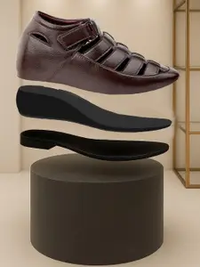 Bxxy Men 3 inch Hidden Height Increasing Formal Velcro Shoe-Style Roman Sandals