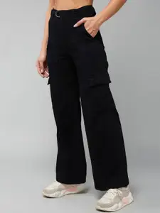 DOLCE CRUDO Women Wide Leg High Rise Clean Look Stretchable Jeans