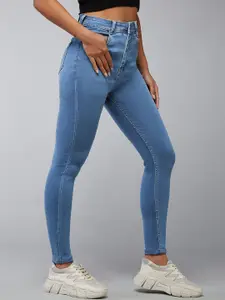 DOLCE CRUDO Women Skinny Fit High-Rise Light Fade Stretchable Jeans