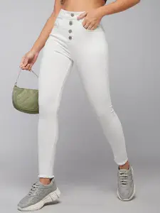 DOLCE CRUDO Women Skinny Fit High-Rise Light Fade Stretchable Jeans