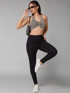 DOLCE CRUDO Women Solid Slim Fit High-Rise Stretchable Jeans