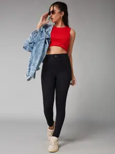 DOLCE CRUDO Women Skinny Fit High-Rise Light Fade Stretchable Jeans