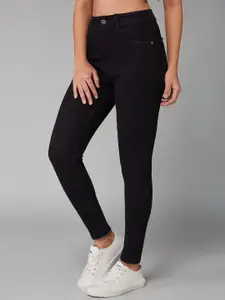 DOLCE CRUDO Women Slim Fit Ripped High-Rise Stretchable Cotton Jeans