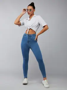 DOLCE CRUDO Women Straight Fit High-Rise Stretchable Jeans