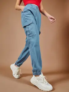 DOLCE CRUDO Women Regular Fit High-Rise Cotton Stretchable Jogger