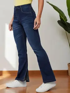 DOLCE CRUDO Women High-Rise Clean Look Stretchable Bootcut Jeans