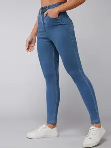 DOLCE CRUDO Women Skinny Fit High-Rise Light Fade Cotton  Jeans