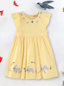 INCLUD Girls Polka Dot Printed Fit & Flare Above Knee Dress