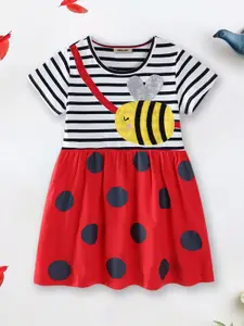 INCLUD Girls Polka Dot Print Fit & Flare Dress