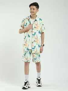 Monte Carlo Boys Printed Short Sleeves Shirt With Shorts & T-Shirt