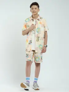 Monte Carlo Boys Printed Short Sleeves Shirt With Shorts & T-Shirt