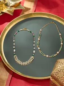 Zaveri Pearls Set Of 2 Gold-Plated Necklace