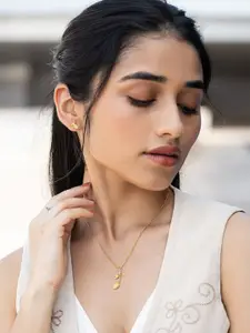 SHAYA Leaf Of Faith Earrings & Necklace Matching Set Crafted In Gold Plated 925 Silver