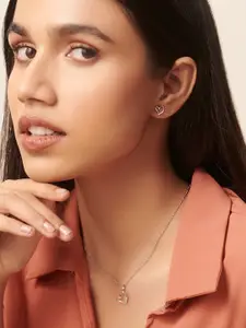 SHAYA On My Sleeve Heart Earrings & Necklace Matching Set Crafted In 925 Silver