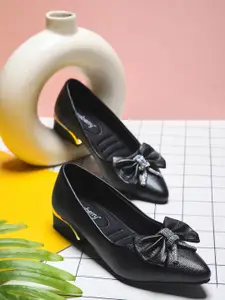 DressBerry Women Textured Synthetic Leather Pumps with Bows