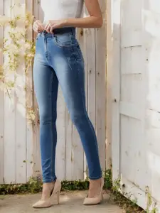 BAESD Women Skinny Fit High-Rise Light Fade Stretchable Jeans