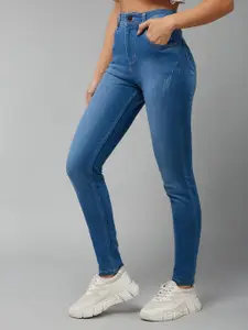 BAESD Women Skinny Fit High-Rise Light Fade Stretchable Jeans