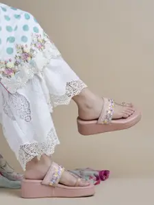 Shoetopia Women Woven Design Synthetic Regular Wedge Party Sandals