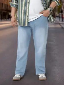 Urbano Plus Men's Ice Blue Straight Fit Washed Jeans Stretchable