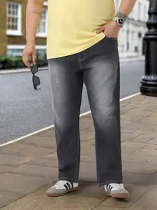 Urbano Plus Men Dark Grey Straight Fit Washed Stretchable Jeans