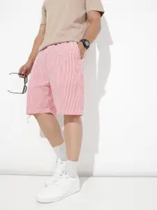 The Roadster Lifestyle Co. Men Striped High-Rise Pure Cotton Shorts