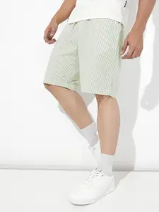 The Roadster Lifestyle Co. Men Striped High-Rise Pure CottonShorts