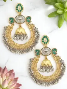 OOMPH Gold Plated Artificial Stones Studded Circular Shaped Chandbalis