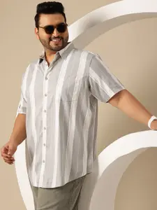 Sztori Plus Size Men Striped Casual Shirt