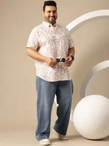Sztori Plus Size Men Floral Printed Casual Shirt