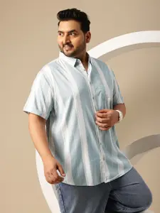 Sztori Men Plus Size Striped Casual Shirt
