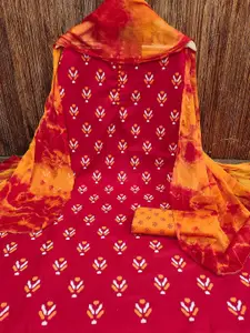 Peachmode Red Printed Unstitched Dress Material