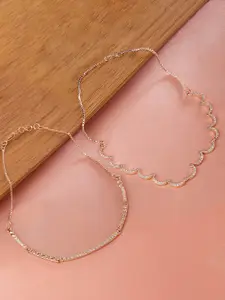 Zaveri Pearls Set of 2 Cubic Zirconia Stone Studded Necklaces